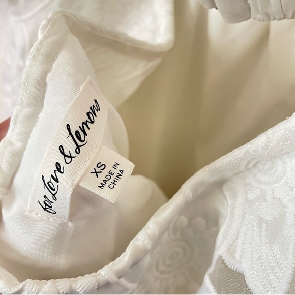 For Love & Lemon Evelyn Puff Sleeve Mini Dress in White Size XS - Picture 9 of 10